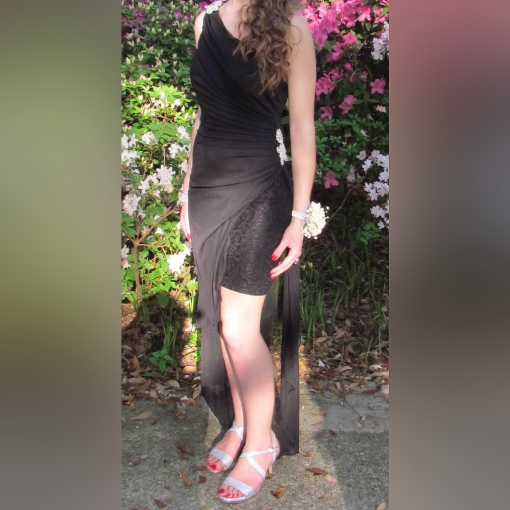 Size 2 Black High Low Dress, Formal, Prom from David’s Bridal,